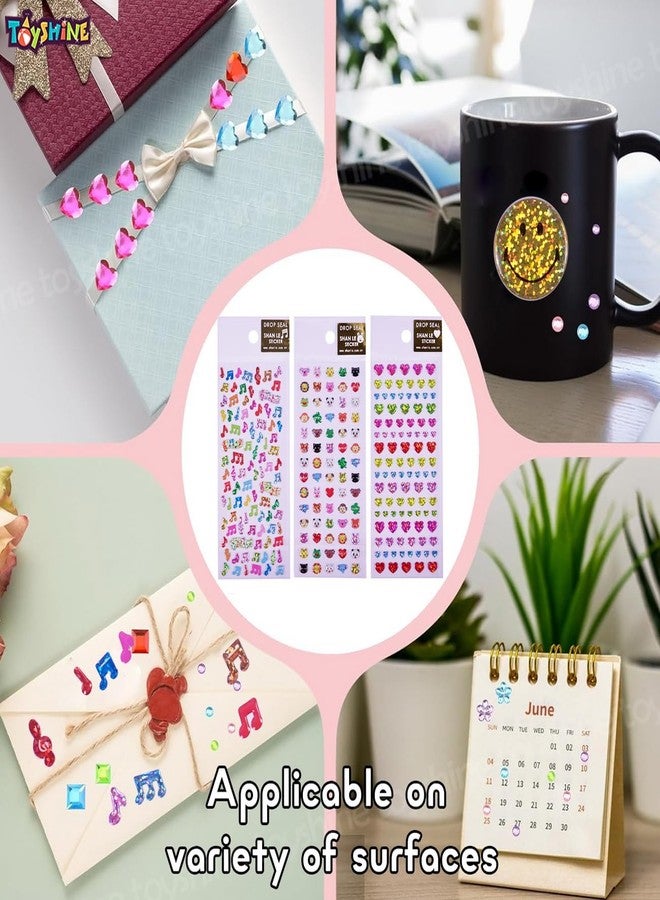 Toyshine 8 Sheets Self-Adhesive Craft Jewels and Gems Rhinestones Sticker for Kids Room Scrapbooking Notebook Project Practicles Decoration and Fun Birthday Gift Party Supplies Reward -Multi - Image 3